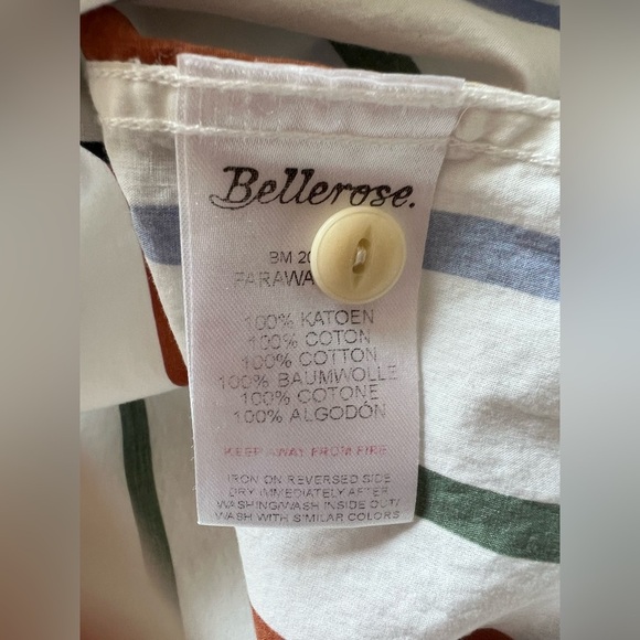 Bellerose Faraway Camp-Collar Cotton-Poplin Shirt Striped Size M Short Sleeve - Picture 8 of 8